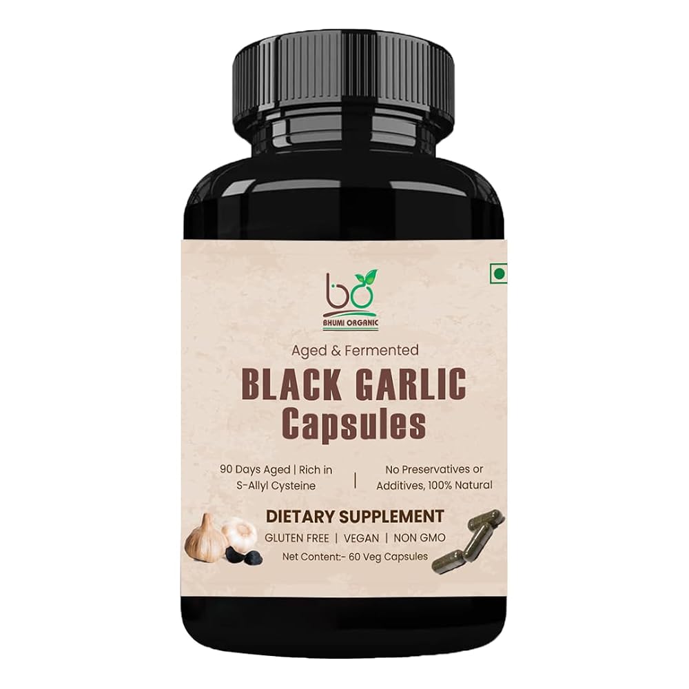 Bhumi Organic Aged Black Garlic Extract - 60 Vegetarian Capsules