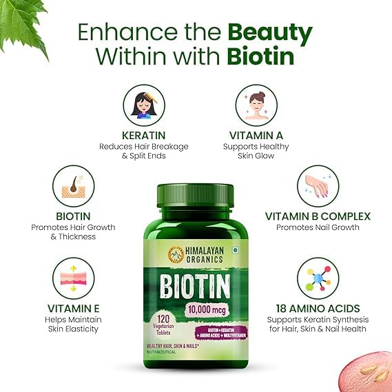 MAGICHOOD Organics Biotin 10000 MCG with Keratin & Amino Acids - 120 Tablets - image 4