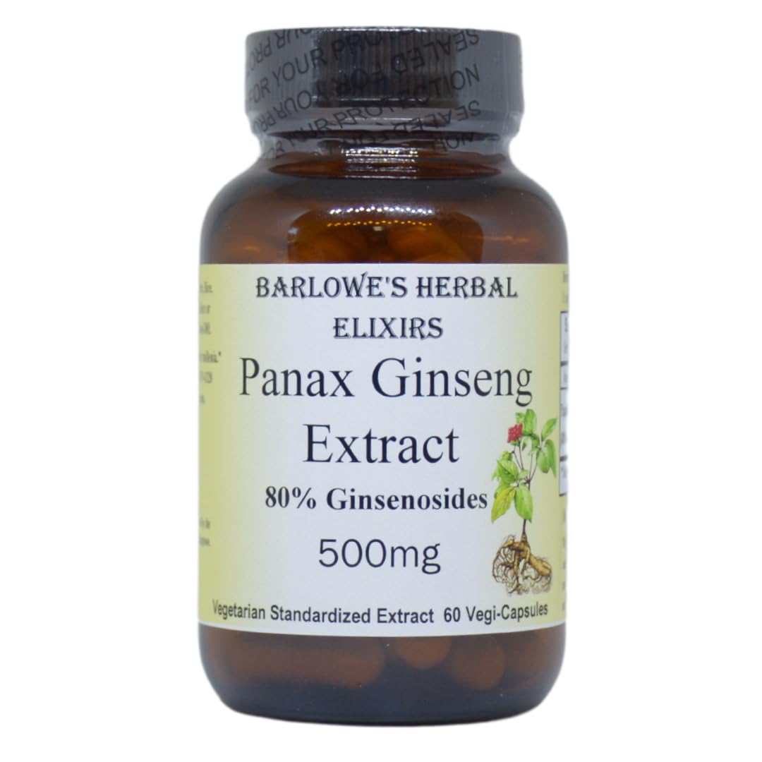Barlowe's Herbal Elixirs Panax Ginseng 80% Ginsenosides - 60 Capsules