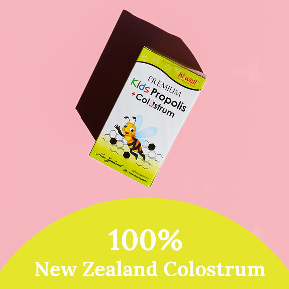 Hi Well Premium Kids Propolis + Colostrum Chewable Tablets - 180 Count - image 2
