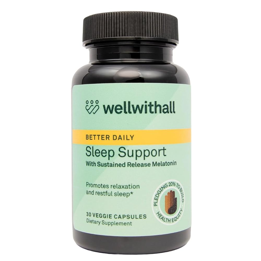 WellWithAll Sleep Support with Melatonin for Sleep - 30 Capsules