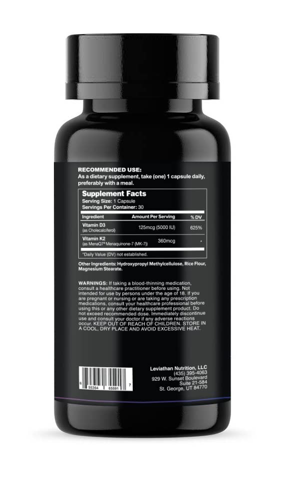 Leviathan Nutrition Vitamin D3 K2 5000 IU - 30 Capsules - image 5
