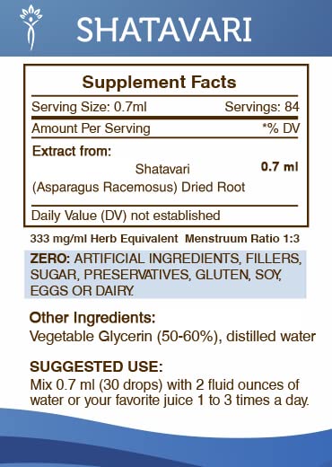 Secrets of the Tribe Shatavari Tincture Alcohol-Free Liquid Extract