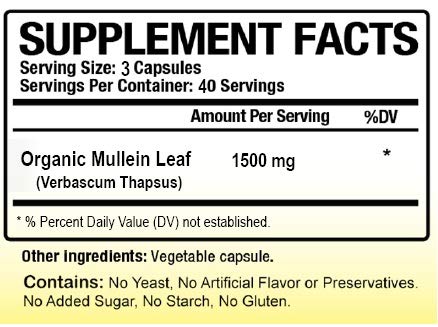 Biotech Nutritions Organic Mullein Leaf 1500 mg - 120 Vegetable Capsules - image 2