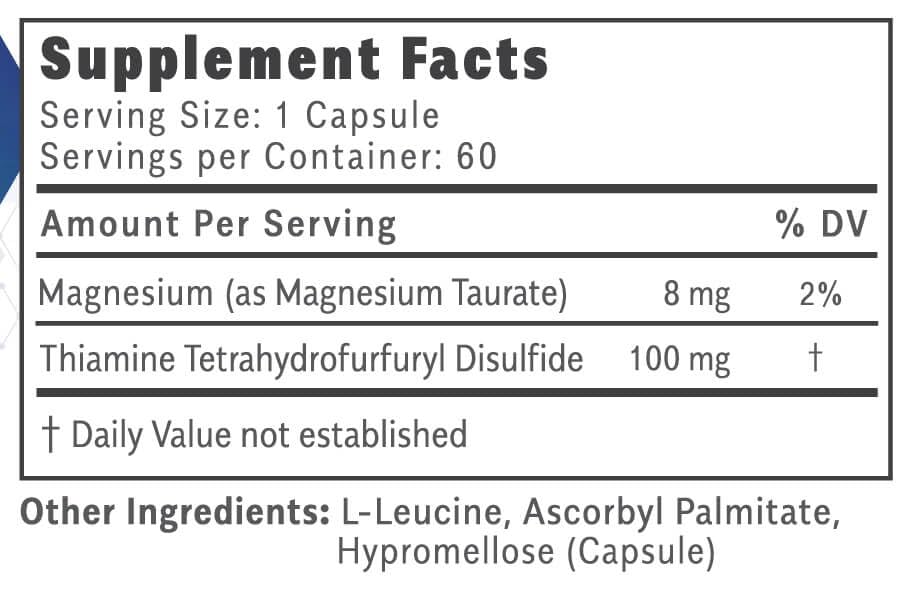 Objective Nutrients Thiamax Vitamin B1 Thiamine TTFD - 180 Capsules - image 2