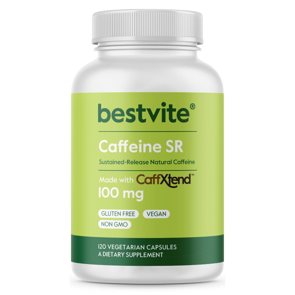 BESTVITE Caffeine 100mg SR Sustained Release - 120 Vegetarian Capsules