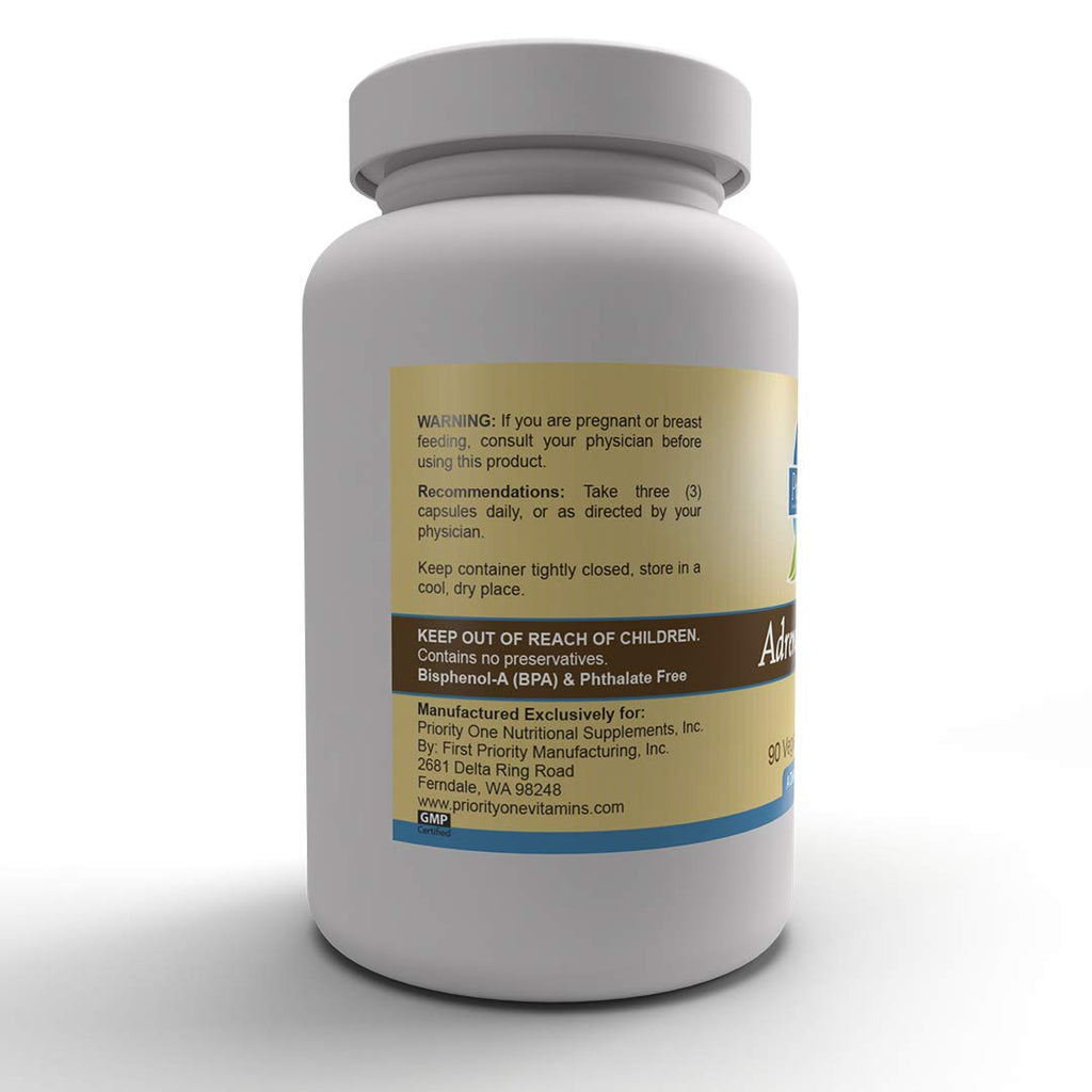 Priority One Adrenal Support Vegetarian Capsules - 90 Count - image 5