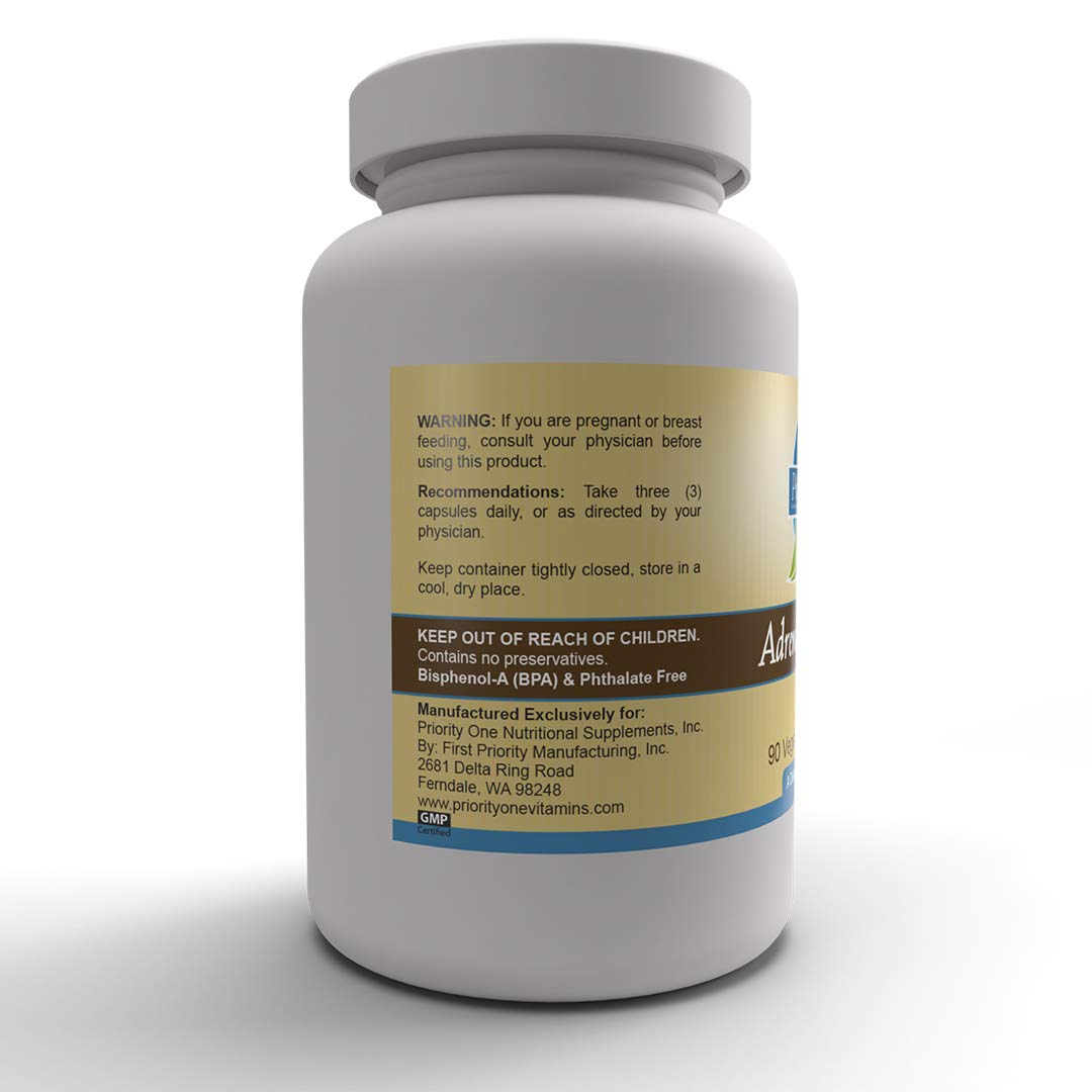 Priority One Adrenal Support Vegetarian Capsules - 90 Count - image 5