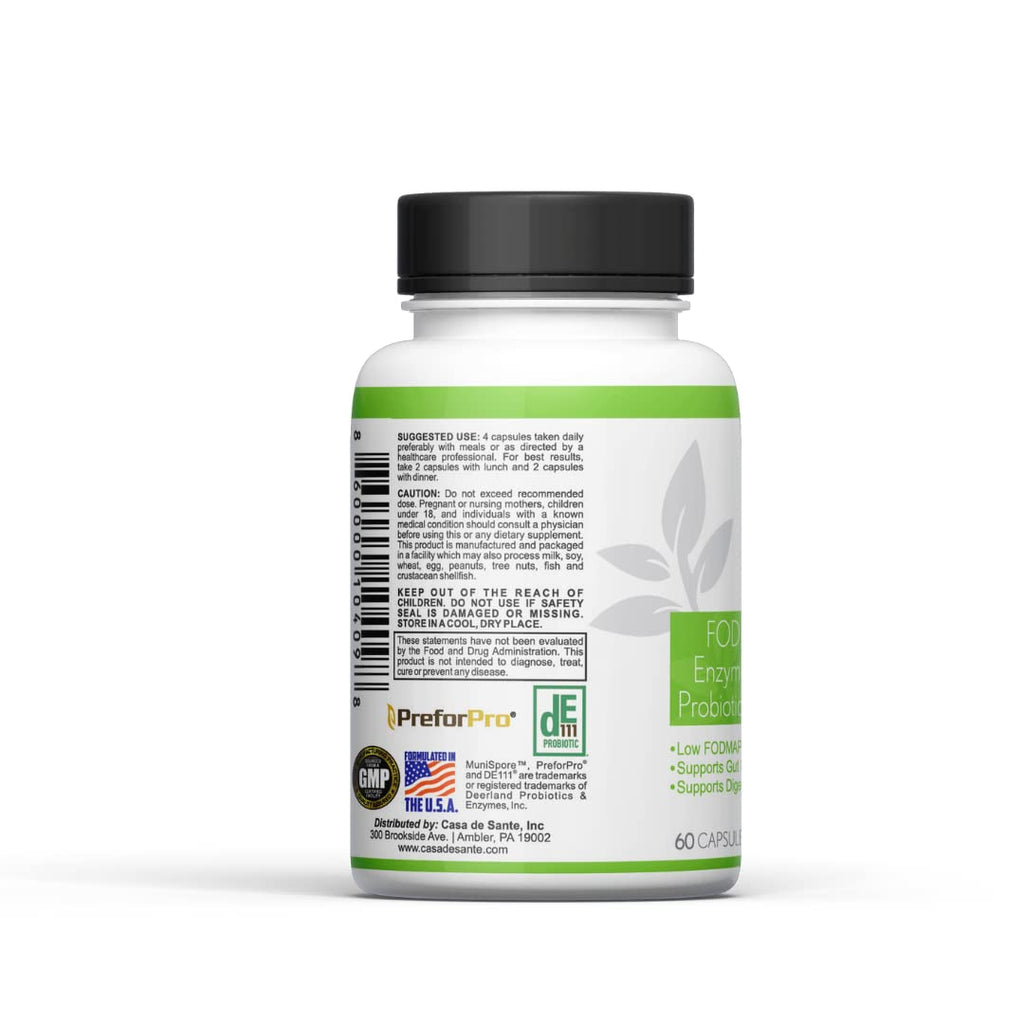 Casa de Sante FODMAP Digestive Enzymes with Probiotics - 60 Vegetarian Capsules - image 3