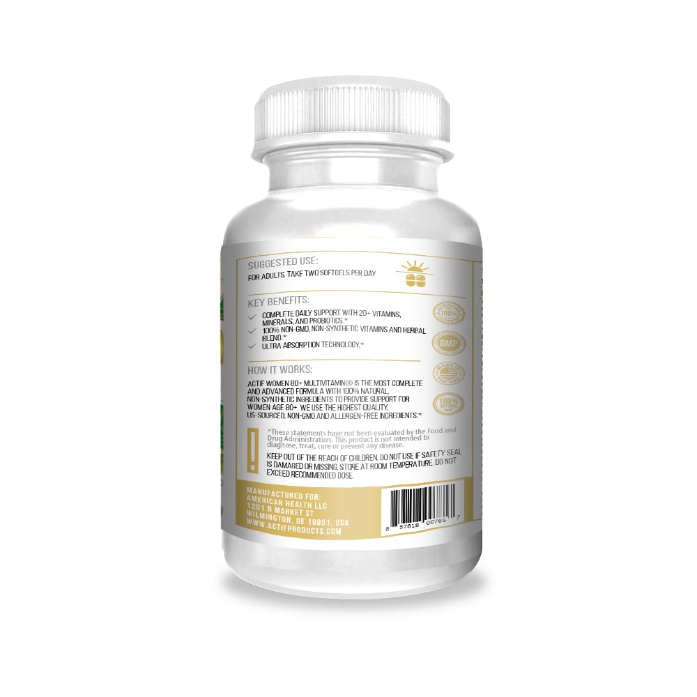 ACTIF Organic Multivitamin for Women 80+ with Omega-3 - 90 Softgels - image 2