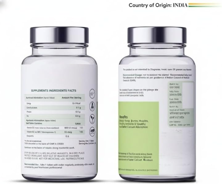Generic Vitamin D3 600 IU + Vitamin K2 MK7 55 mcg Tablets - 60 Tablets - image 4