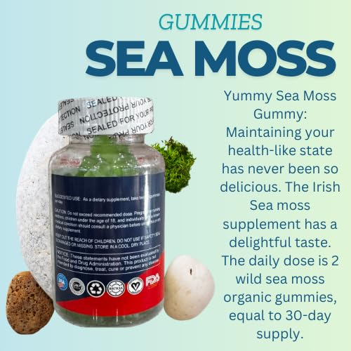 B2U Irish Sea Moss Gummies with Bladderwrack & Burdock - 60 Gummies - image 3