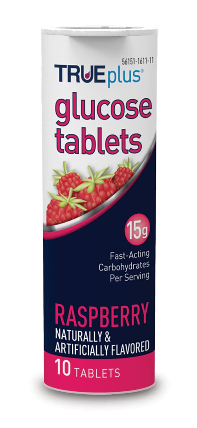TRUEplus Glucose Tablets Raspberry Flavor - 10ct Tube
