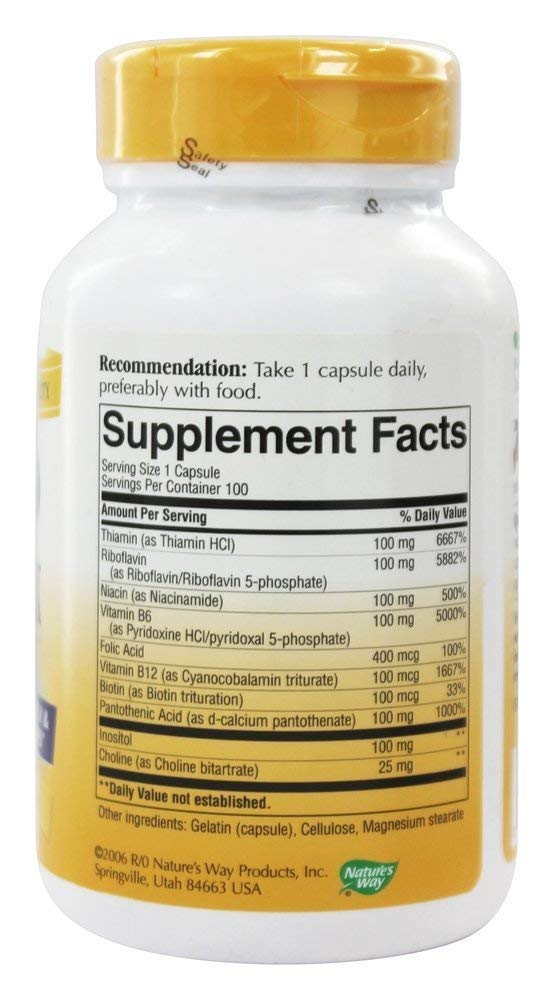 Nature's Way Vitamin B-100 Complex for Energy and Nerves - 60 Capsules - image 2