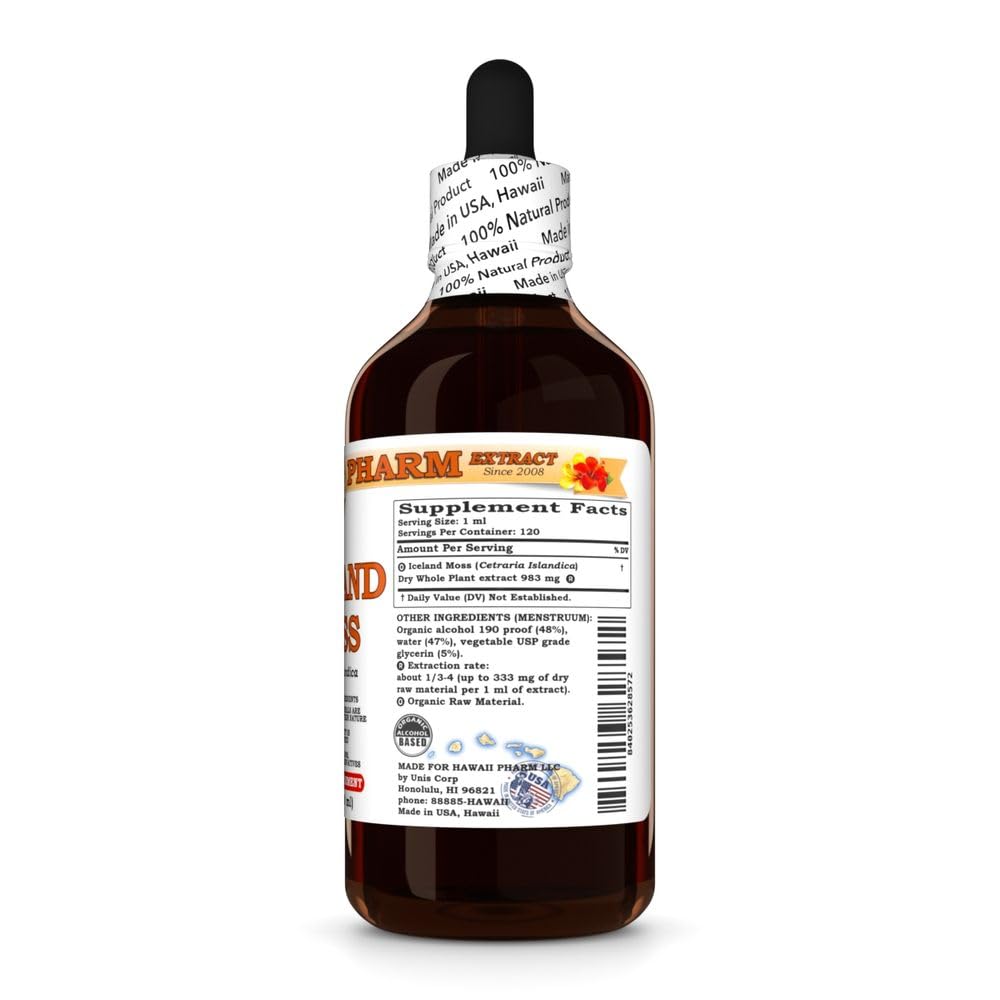 Hawaii Pharm Iceland Moss Whole Plant Liquid Extract - 4 fl oz, 4-Pack - image 4