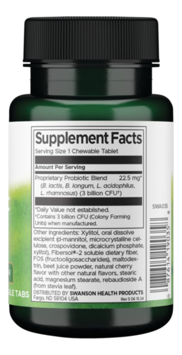 Swanson Probiotic Kids Natural Cherry 3 Billion CFU - 60 Chewables - image 2