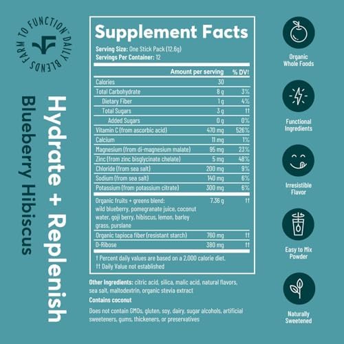 Farmana Hydrate + Replenish Blueberry Hibiscus Electrolyte Drink Mix - 5.3 oz - image 2