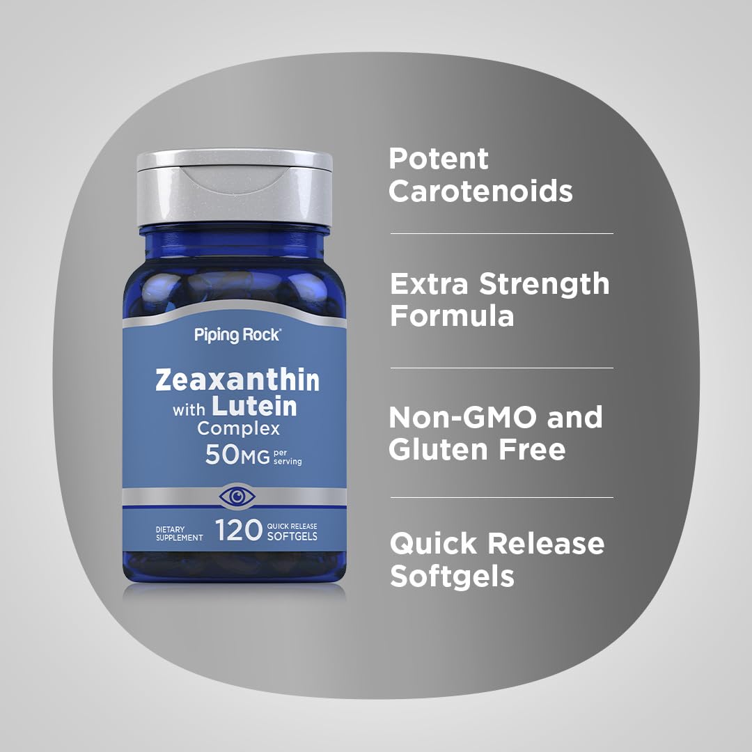 Piping Rock Zeaxanthin with Lutein 50 mg - 120 Softgels - image 4