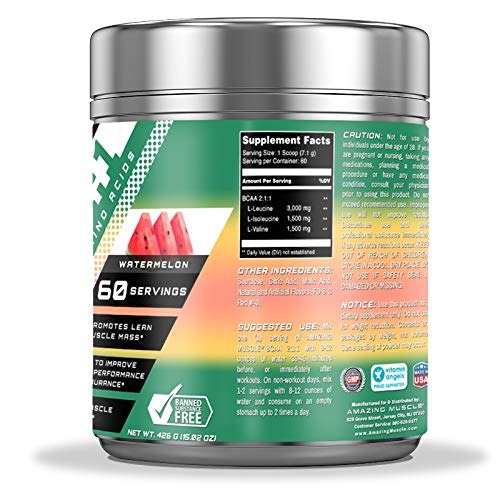 Amazing Muscle BCAA 2:1:1 Branched Chain Amino Acids - 60 Servings - image 3