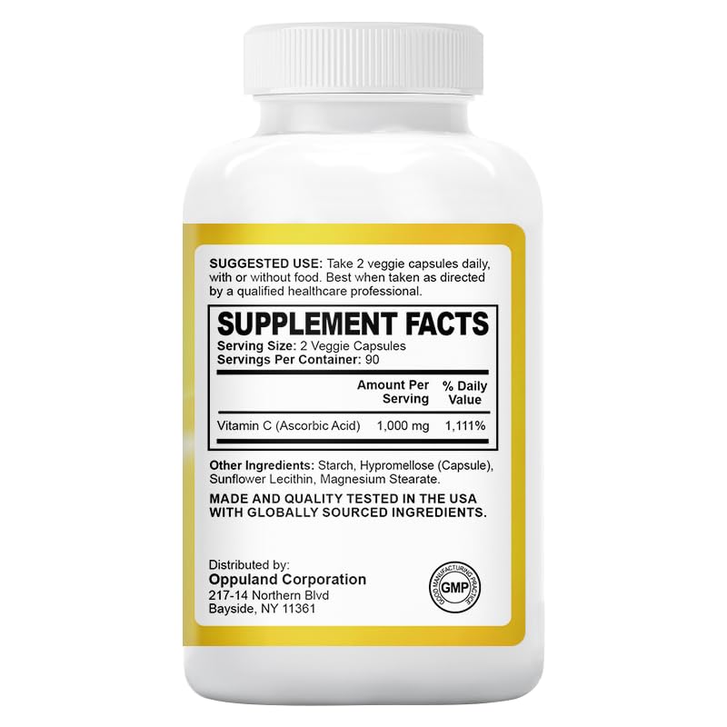 oppuland Vitamin C Immune Support - 180 Vegetarian Capsules - image 2