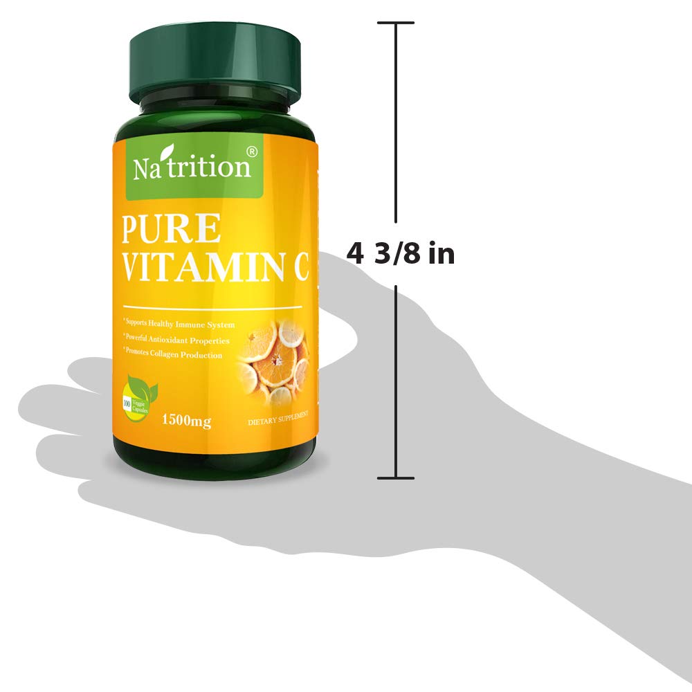 Na'trition Pure Vitamin C 1500mg Vegetarian Capsules - 100 Count - image 3