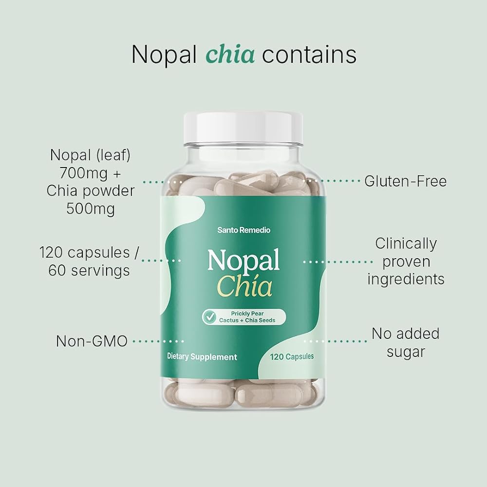 Santo Remedio Nopal Chia Daily Fiber Supplement - 120 Capsules - image 7