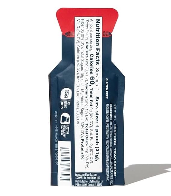 Transcend 15g Glucose Gel Orange & Strawberry - 20 Gels - image 4