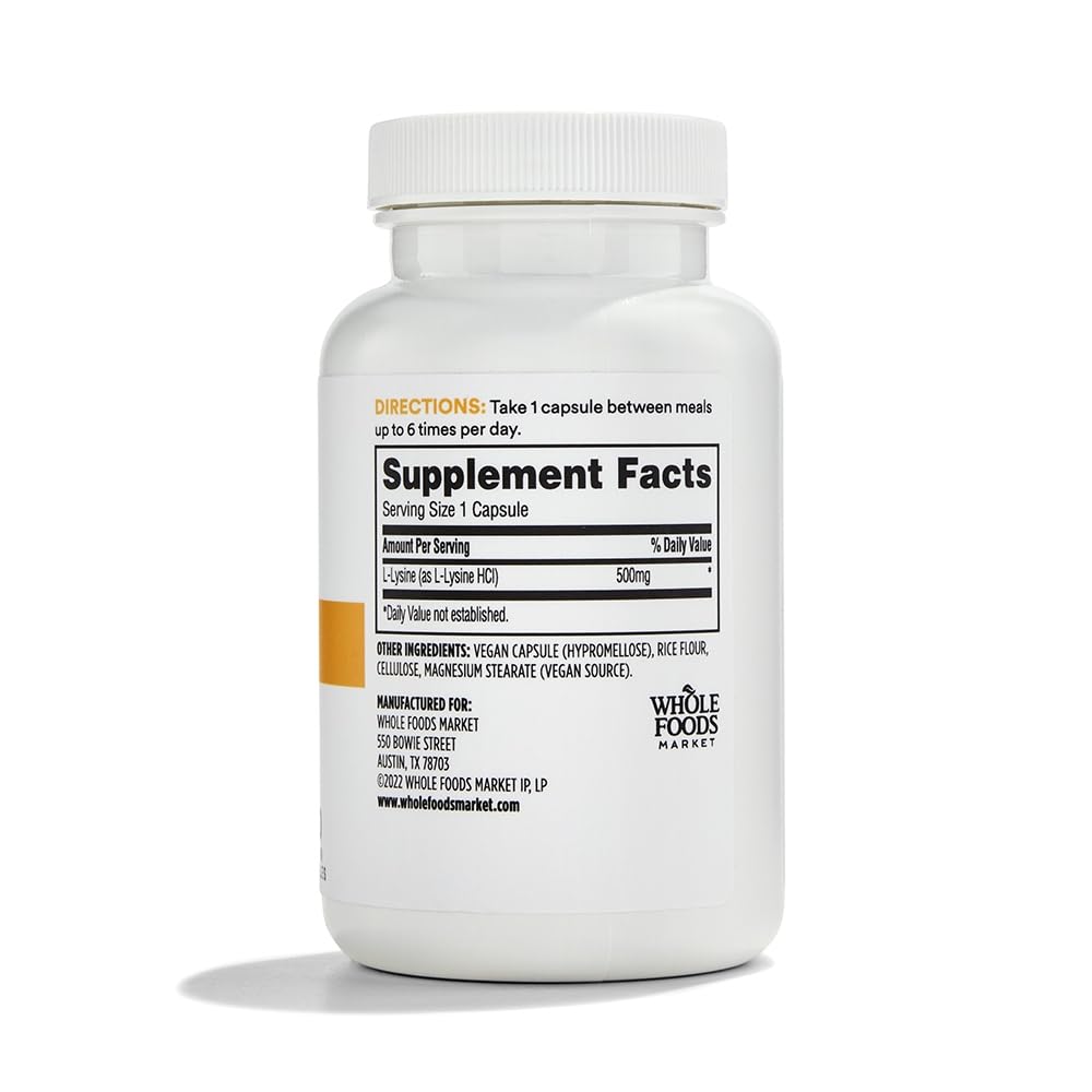365 by Whole Foods Market L-Lysine 500mg - 100 Vegetarian Capsules - image 2
