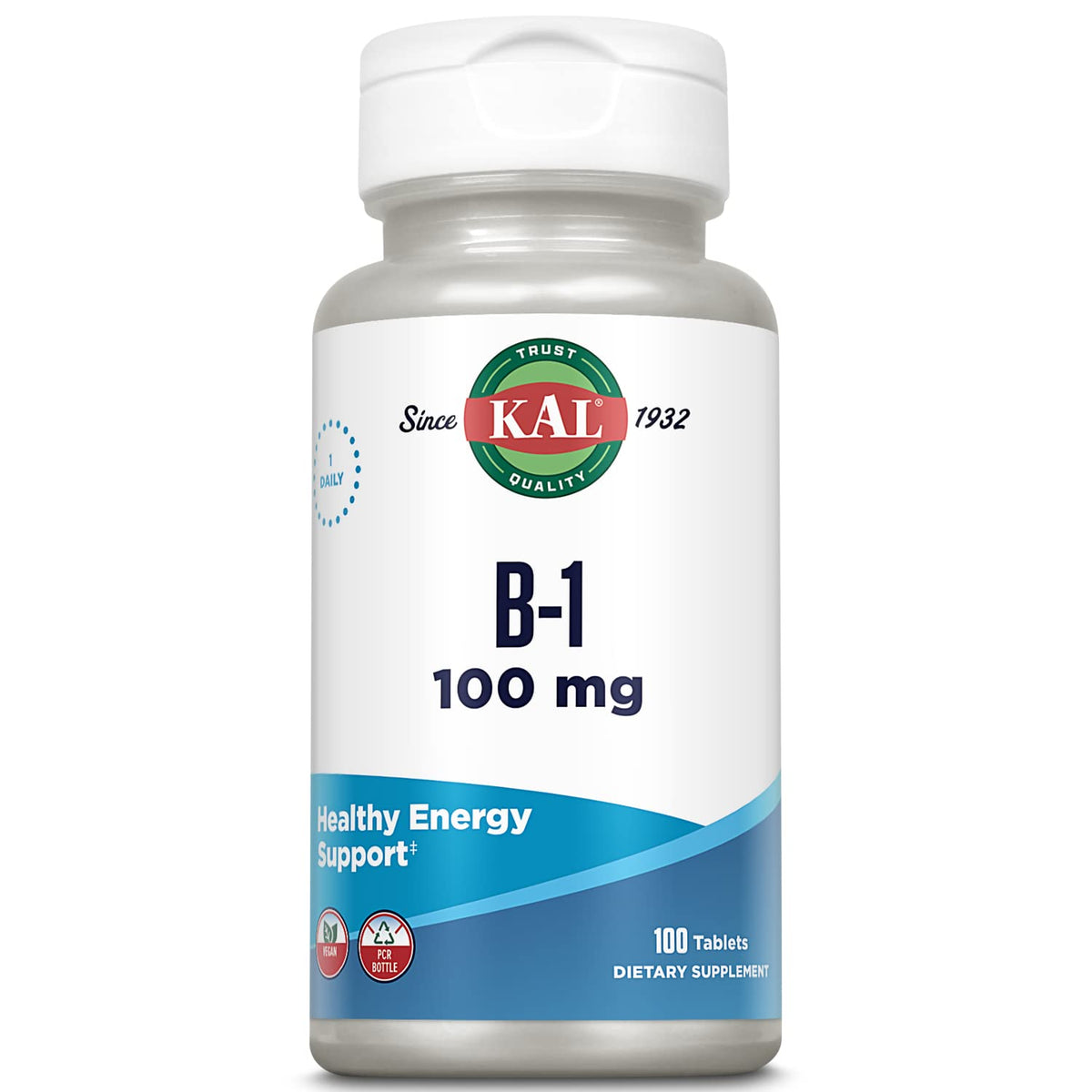 KAL Vitamin B1 100 mg Thiamine for Energy - 100 Tablets