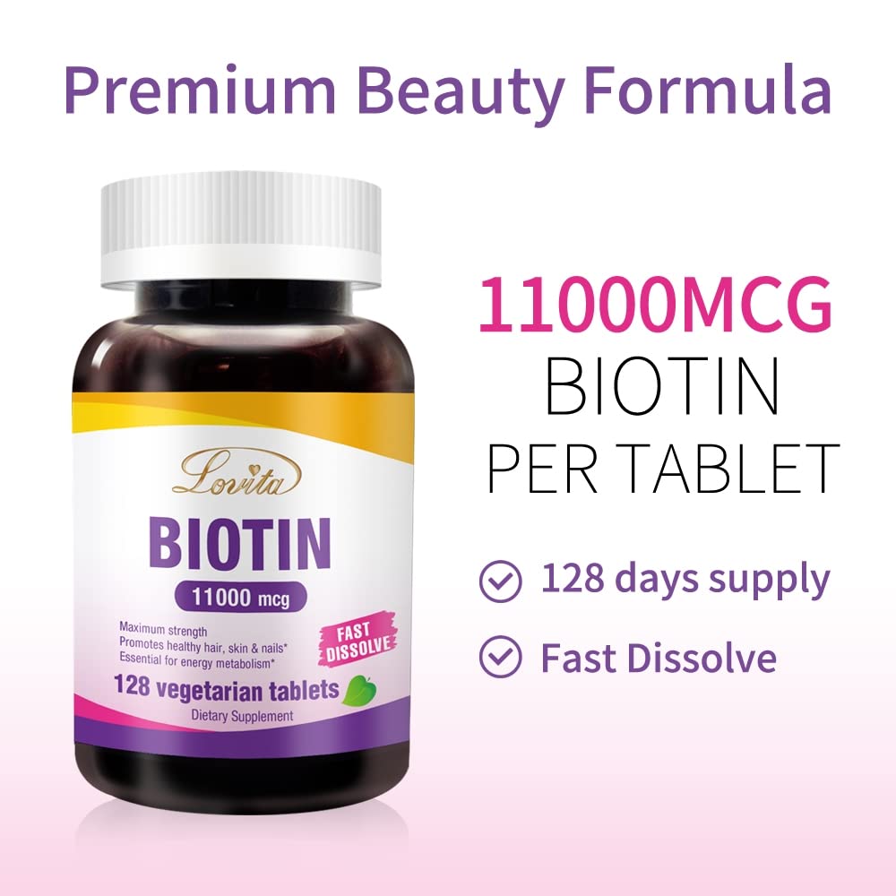 LOVITA Biotin 11,000 mcg - 384 Vegan Tablets - image 2