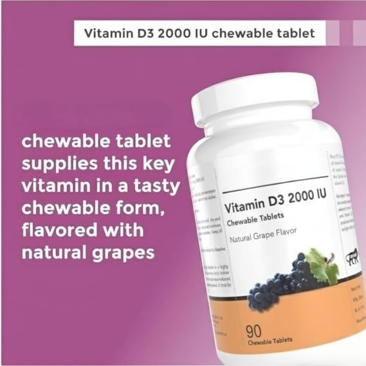 Generic Vitamin D3 2000 IU Chewable Tablets for Bone Health - 90 Tablets - image 4