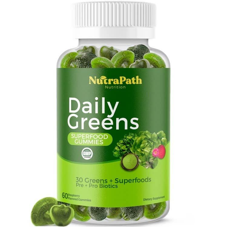NutraPath Superfood Daily Greens Gummies for Immunity & Energy - 60 Gummies