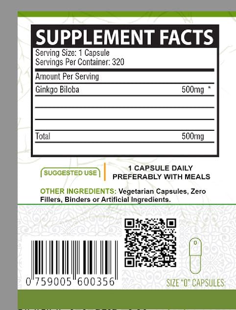 NutreeVit Ginkgo Biloba Capsules - 320 Capsules - image 2