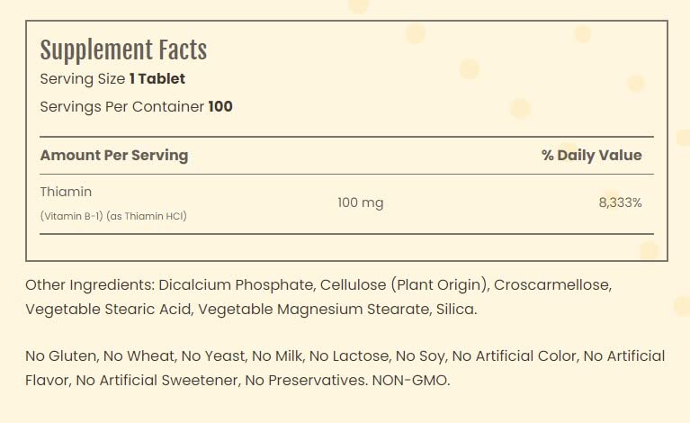 Sundance Vitamin B-1 100 mg - 100 Tablets - image 2
