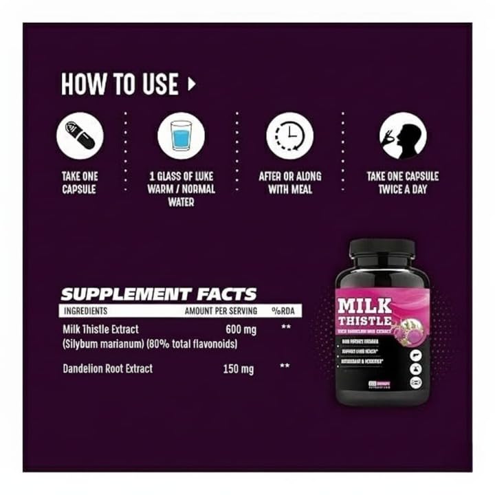 Generic Milk Thistle with Dandelion Root Extract Liver Support - 120 Capsules - image 3
