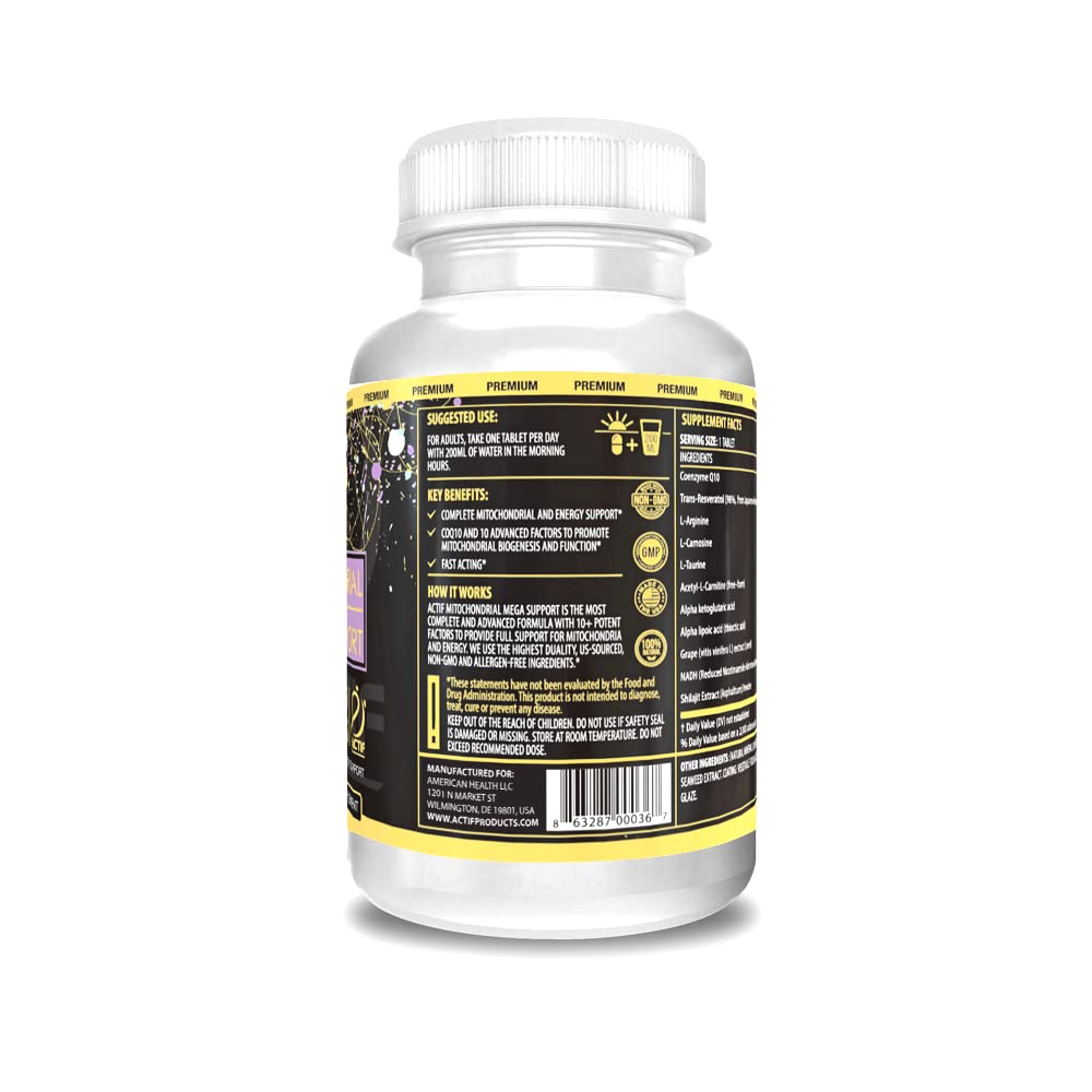 ACTIF Mitochondrial Mega Support with CoQ10 - 60 Tablets - image 2