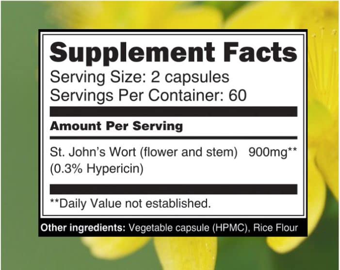 Blossom Nature St. John's Wort 900mg Mood Support - 120 Capsules - image 2