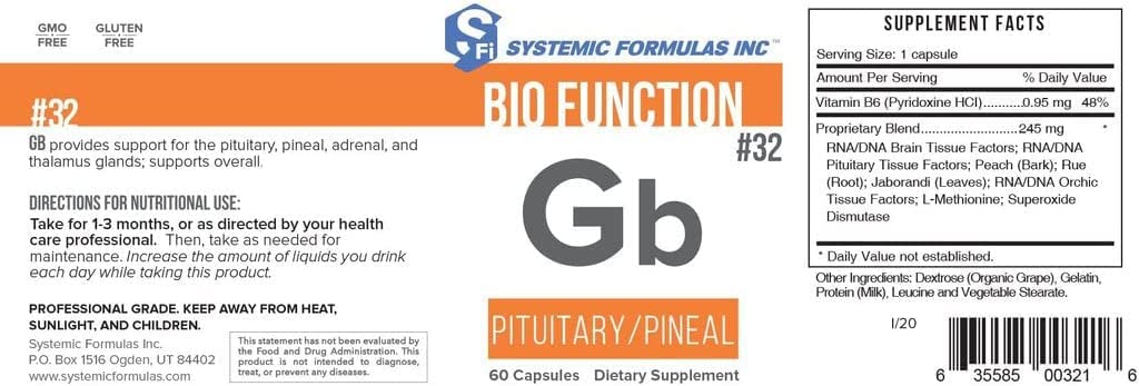 Systemic Formulas #32 Bio Function Gb Pituitary/Pineal - 60 Capsules - image 4
