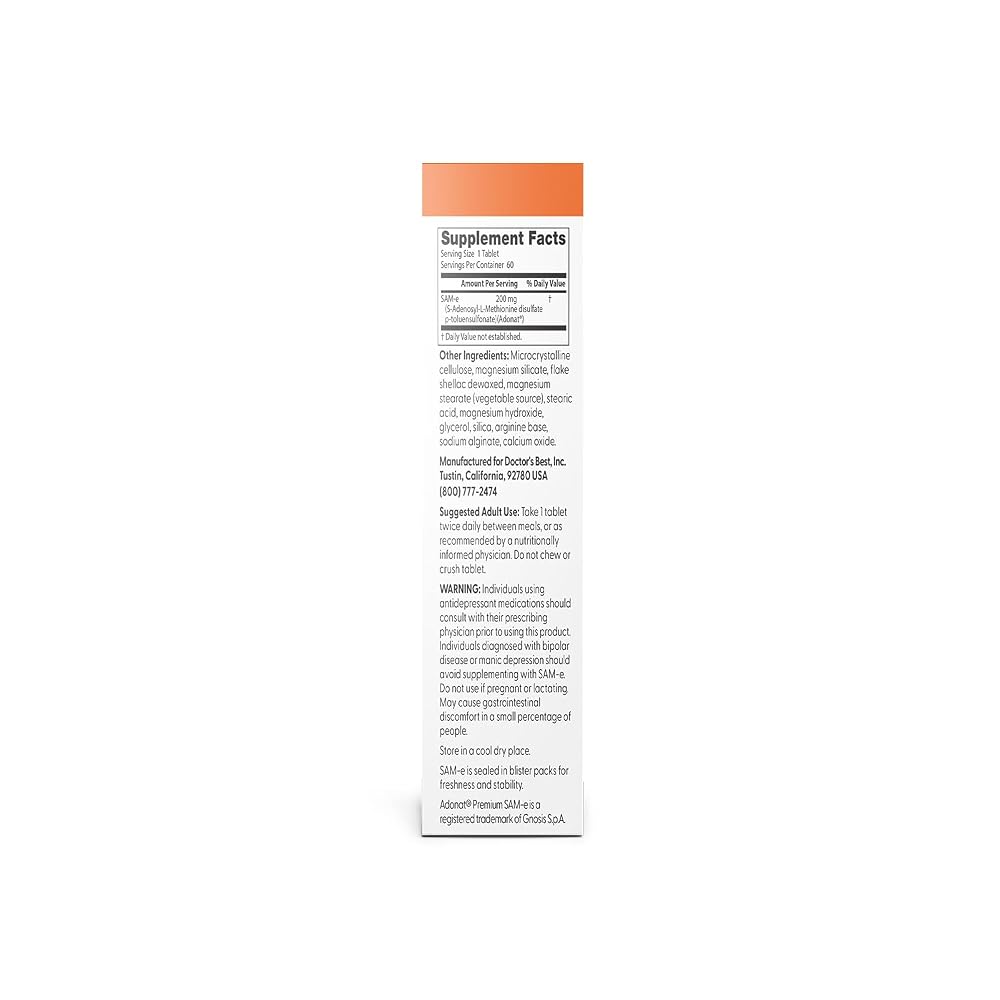 Doctor's BEST SAM-e Supplement for Men & Women - 60 Tablets - image 2