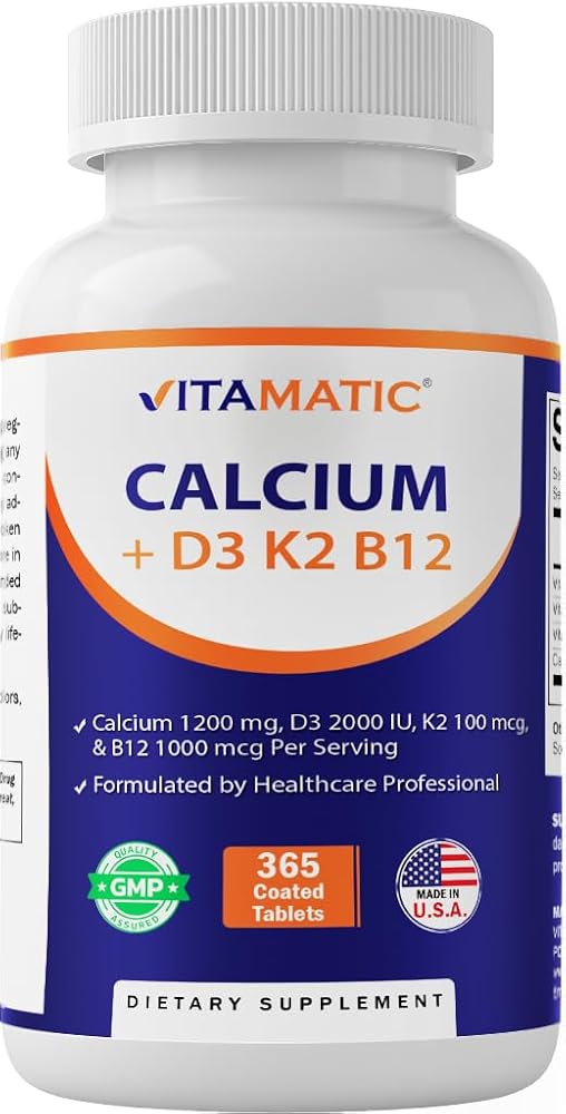 Vitamatic Calcium 1200mg with D3, K2 & B12 - 365 Tablets