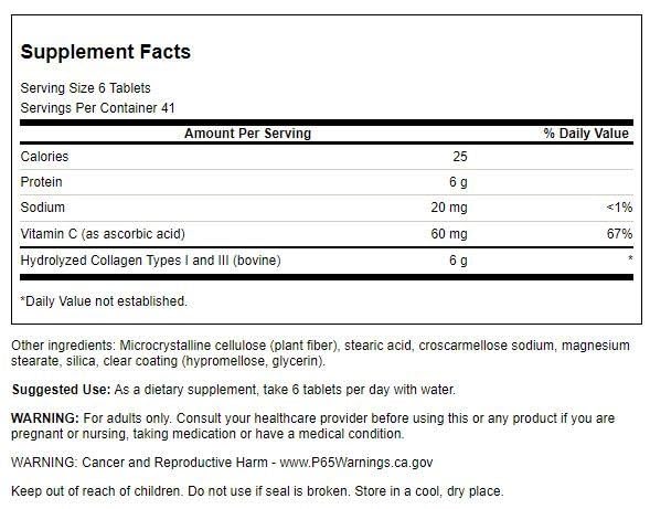 Swanson Hydrolyzed Collagen Peptides + Vitamin C 1,000 mg - 250 Tablets - image 2