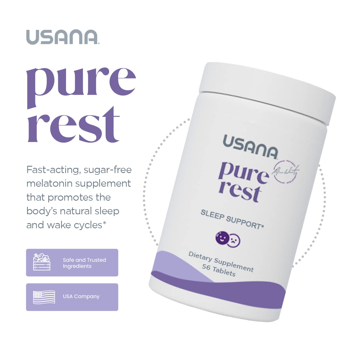 USANA Pure Rest Melatonin Sleep Support - 56 Tablets - image 3
