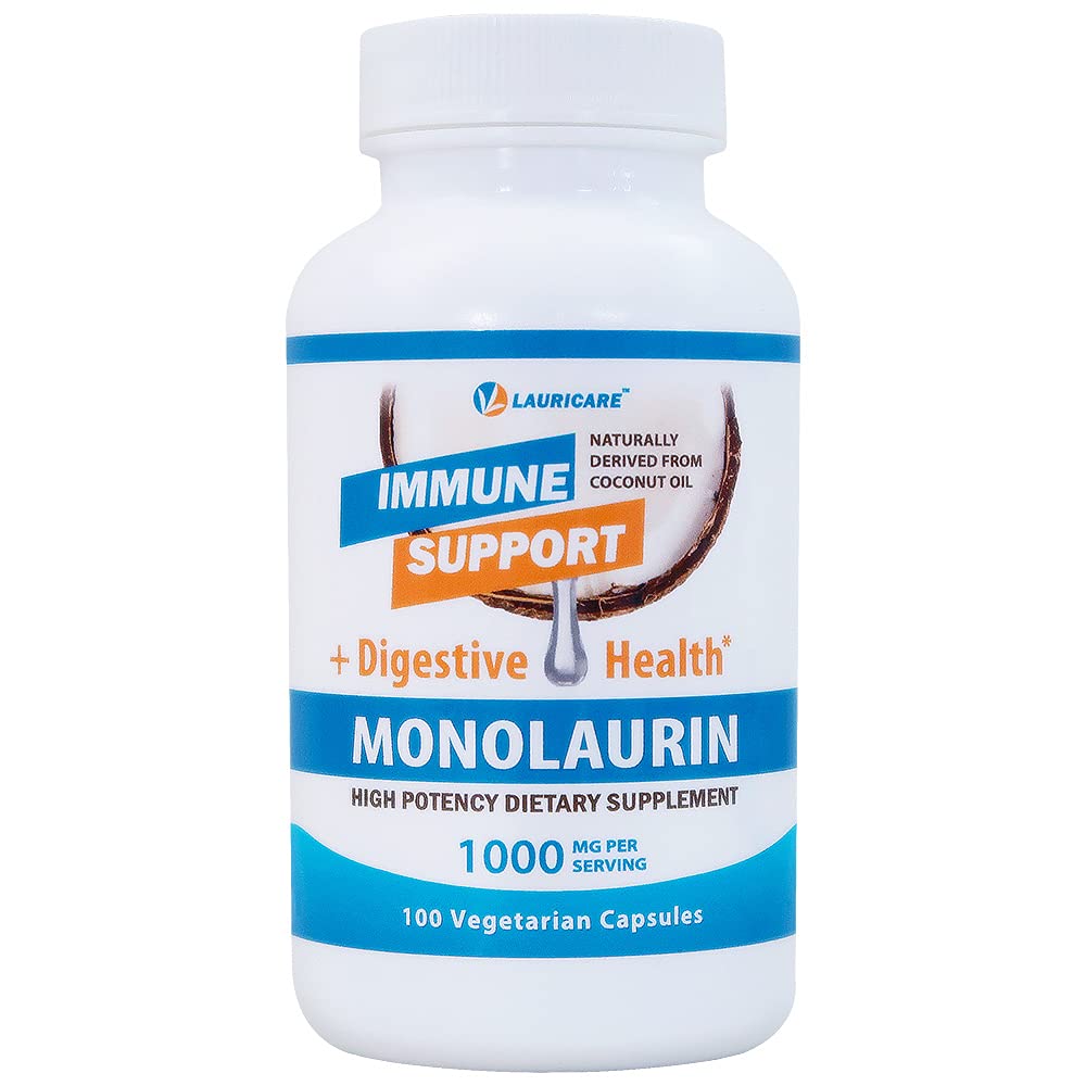 Lauricare Monolaurin Supplement for Immune Support - 100 Capsules