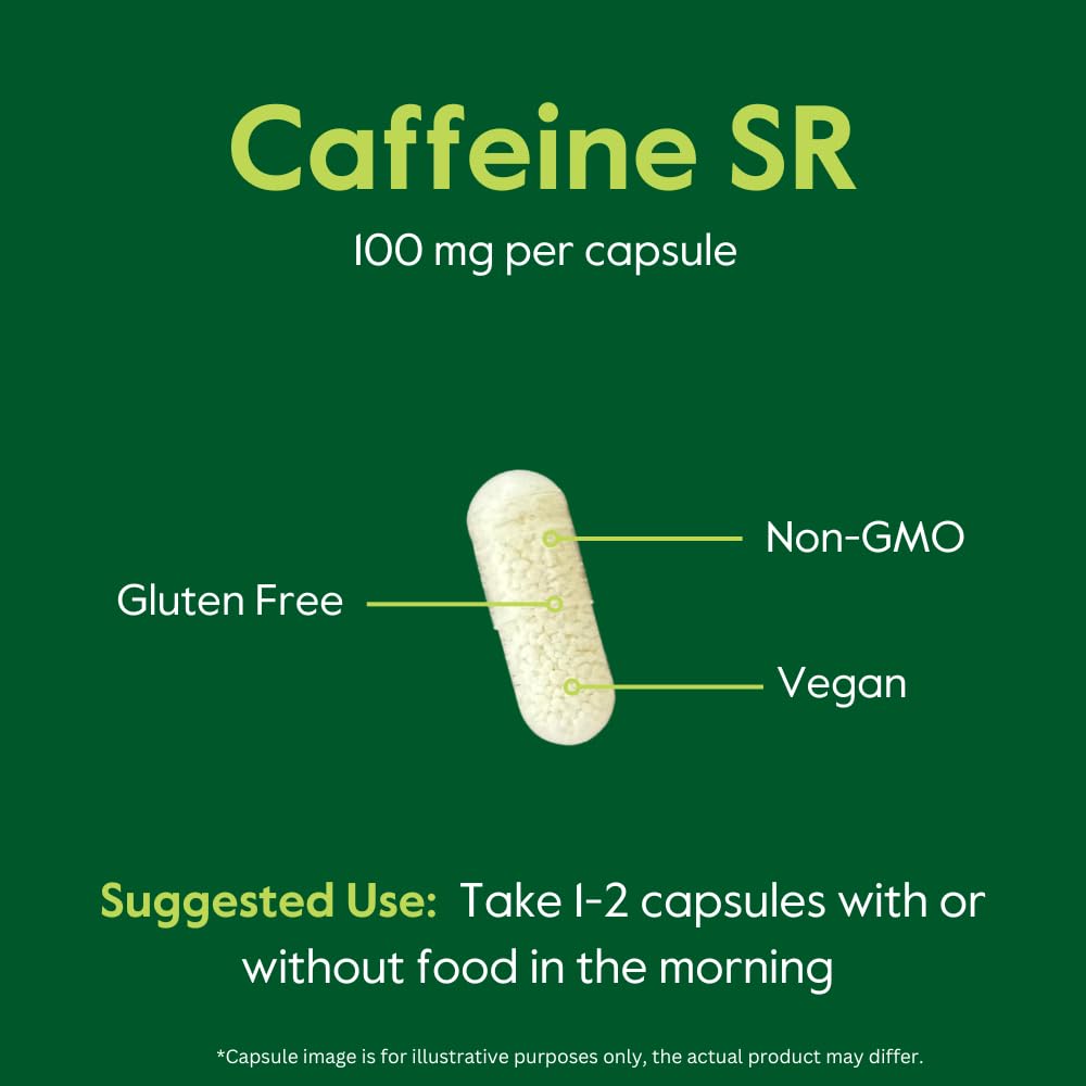 BESTVITE Caffeine 100mg SR Sustained Release - 120 Vegetarian Capsules - image 5