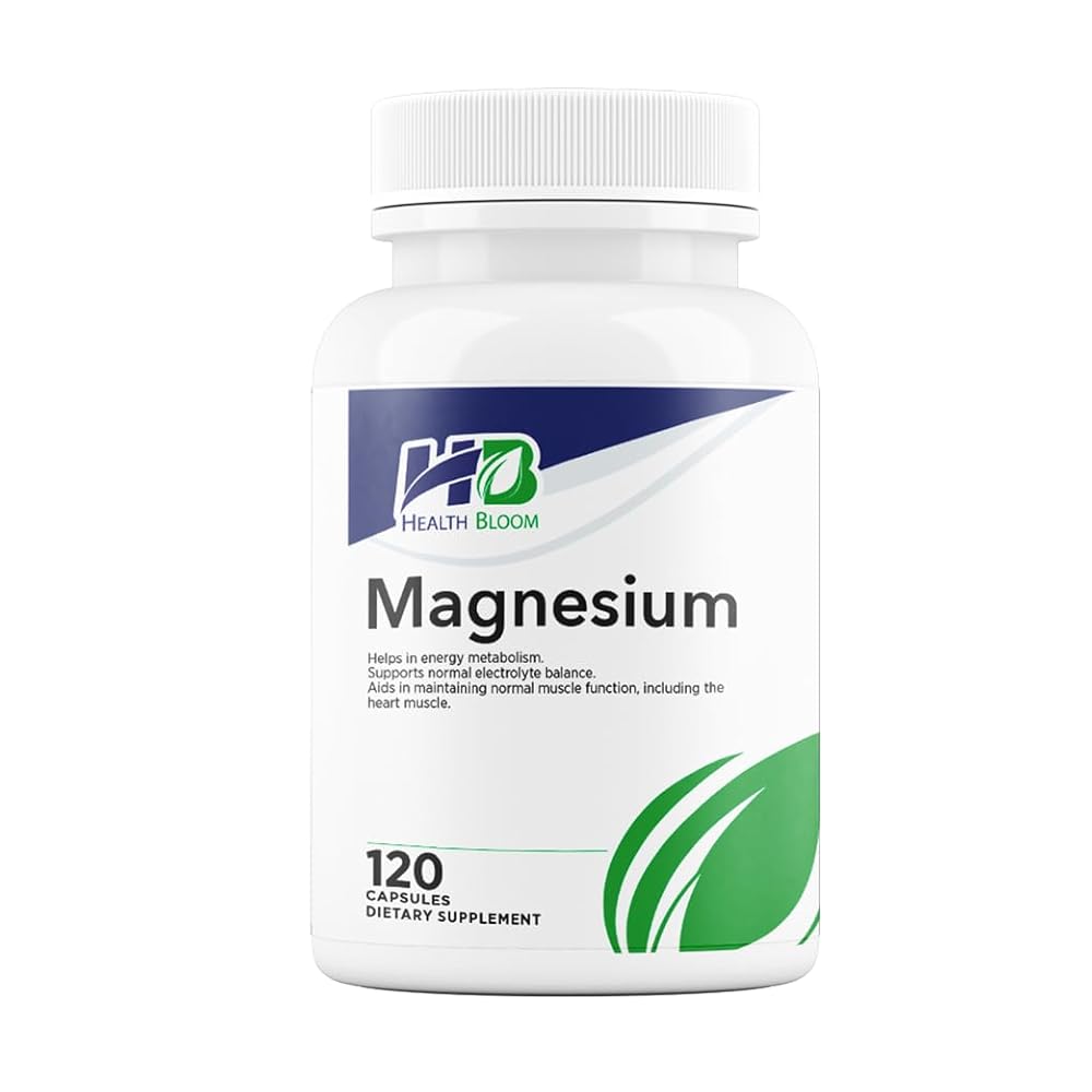 Health Bloom Magnesium Capsules for Muscle Function - 120 Capsules