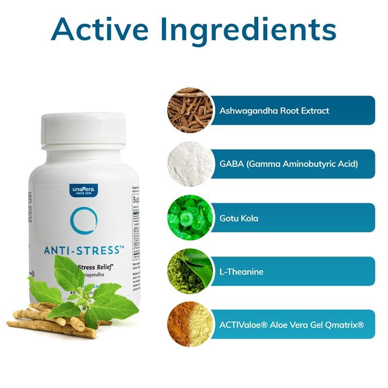 Univera Anti Stress Supplement with Ashwagandha & GABA - 60 Capsules - image 2