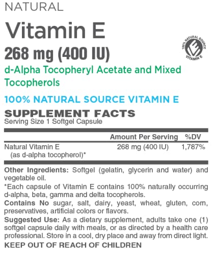AlchePharma Vitamin E 268 mg (400 IU) Mixed Tocopherols - 100 Softgels - image 4