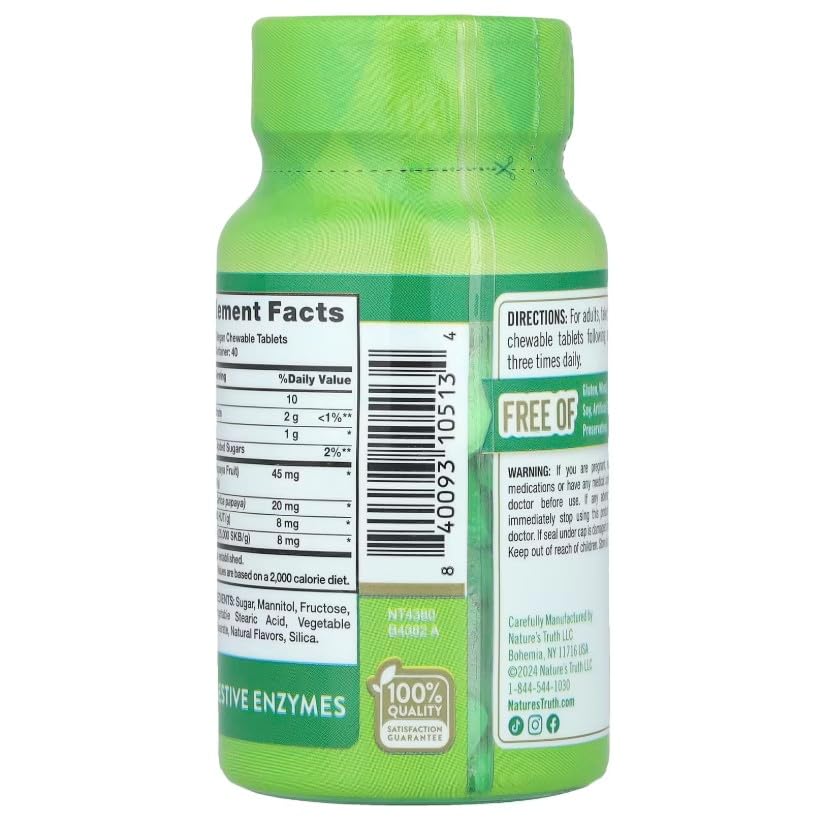 Nature's Truth Chewable Papaya Enzyme - 480 Tablets - image 4