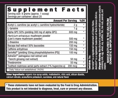 CONTROLLED LABS Orange Brainwash Powder Brain Nootropic - 20 Servings - image 5