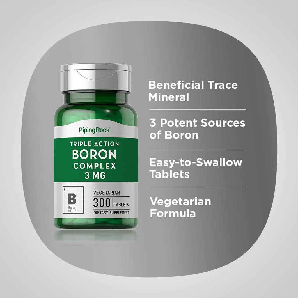 Piping Rock Boron 3mg Supplement - 300 Tablets - image 4